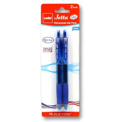 Cello Premium Medium Point Pens with Comfort Grip Control (Blue Jetta Gel 2 Pack)