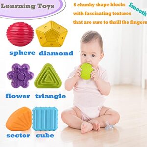 MINGKIDS Montessori Toys for 1 Year Old,Baby Sorter Toy Colorful Cube and 6 Pcs Multi Sensory Shape,Developmental Learning Toys for Girls Boys Easter Gifts,Baby Toys 6-12-18 Months