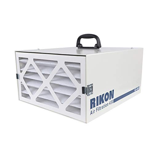 RIKON 62-450 3-Speed Remote-Controlled Air Filtration System (250/350/450 CFM) for large rooms up to 400 Square Feet - Circulates and Cleans Air 8 Times Per Hour!