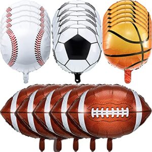 20 pieces sports foil balloon set, baseball balloons football balloons basketball balloons soccer balloons metallic mylar balloons sports game balloons for boy baby shower birthday sports themed party