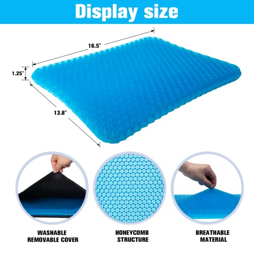 GHEMYULP Gel Seat Cushion,Office Chair Car Wheelchair Seat Cushion for Long Sitting,Cooling Seat Cushion Honeycomb Design with Non-Slip Cover,Pressure Relief(Square:16.5 x 13.8 x 1.3 inches)