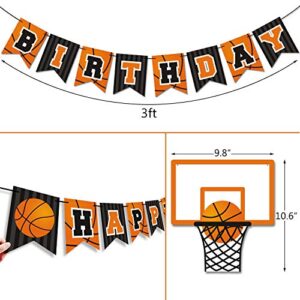 Basketball Happy Birthday Banner Slam Dunk Party Decoration Supplies Kids Teenagers Boys B-day Photo Prop Pennant Ideas NO DIY Required