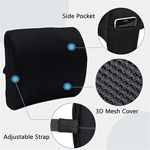 BUZZNN Comfort Seat Cushion & Lumbar Support Pillow, Ergonomic Memory Foam Coccyx Pad for Car, Wheelchair, Gaming Chair and Desk Chair