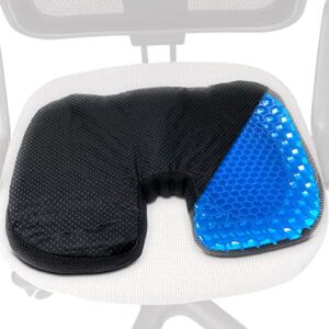 gel seat cushion for long sitting - portable gel cushion with ergonomic honeycomb design - u shape size 17.75" x 13.75" x 1.75" gel seat cushions for pressure relief with removable cover washable