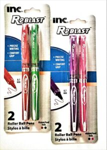 r2 blast gel rollerball 0.7mm colored gel pen set: 4 items including gel pens in the following colors: green/red/pink/purple (4 pens total)