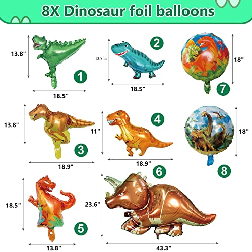 Party Spot! Dinosaur Birthday Party Supplies, Dinosaur Party Decorations 150 Pcs-Dinosaur Balloon, Fringe Curtain, Sticker, Plate, Balloon Inflator For 12 Guest