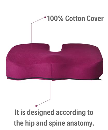 ErgoFoam Orthopedic Seating Memory Foam Seat and Hemorrhoids Cushion, Seat Cushion with High Density Memory Foam for Office Chair, Ergonomic Cushion for Wheelchair, car seat, Coccyx or Hip Problems