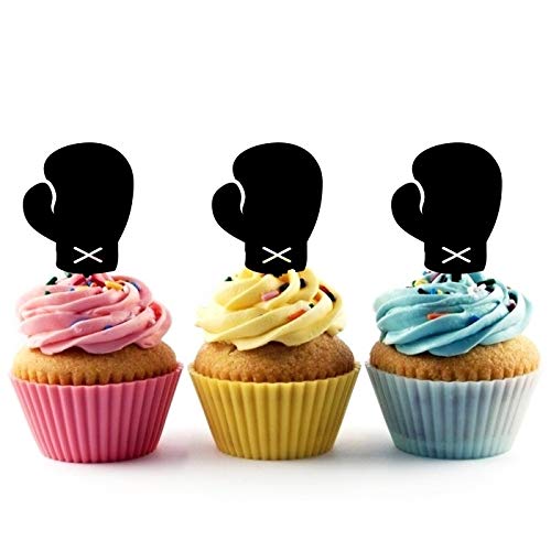 TA1182 Boxing Glove Silhouette Party Wedding Birthday Acrylic Cupcake Toppers Decor 10 pcs