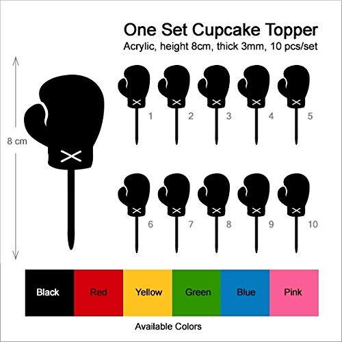 TA1182 Boxing Glove Silhouette Party Wedding Birthday Acrylic Cupcake Toppers Decor 10 pcs