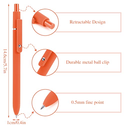 Cobee® Retractable Gel Ink Pens, 0.5mm Ballpoint Pen Cute Rollerball Pen Smooth Writing Ball Point Pen Black Ink Gel Pen for School Office 5PCS(Orange)
