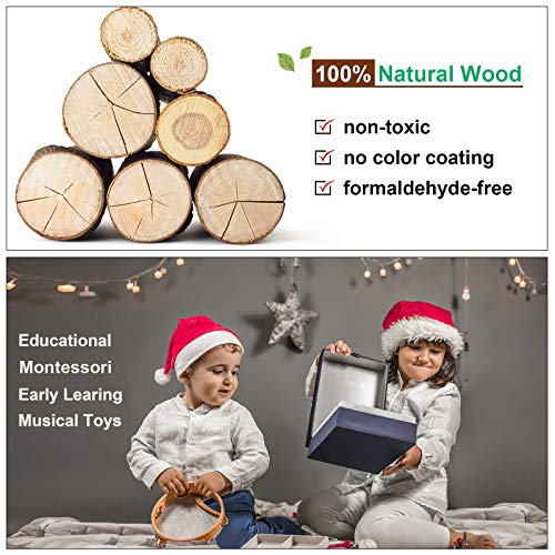 LOOIKOOS Toddler Musical Instruments Natural Wooden Percussion Instruments Toy for Kids Preschool Educational, Musical Toys Set for Boys and Girls with Storage Bag