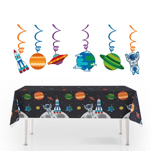 My Greca Space Birthday Party Decorations – (Serves 20) - Space Themed Party Supplies Set - Plates, Cups, Napkins, Cupcake Toppers & Wrappers, Happy Birthday Banner, Table Cover, Balloon Garland Kit