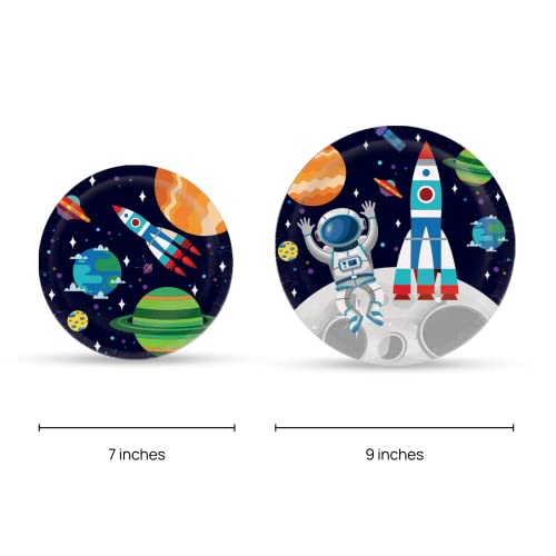 My Greca Space Birthday Party Decorations – (Serves 20) - Space Themed Party Supplies Set - Plates, Cups, Napkins, Cupcake Toppers & Wrappers, Happy Birthday Banner, Table Cover, Balloon Garland Kit