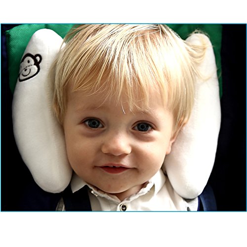 Inchant Adjustable Baby Soft Head Neck Support - Children Travel Car Seat Safety Pillow Cushion, Banana U-Shape Stroller Head Support for Toddlers Infants Child Best Gift - White