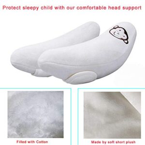 Inchant Adjustable Baby Soft Head Neck Support - Children Travel Car Seat Safety Pillow Cushion, Banana U-Shape Stroller Head Support for Toddlers Infants Child Best Gift - White