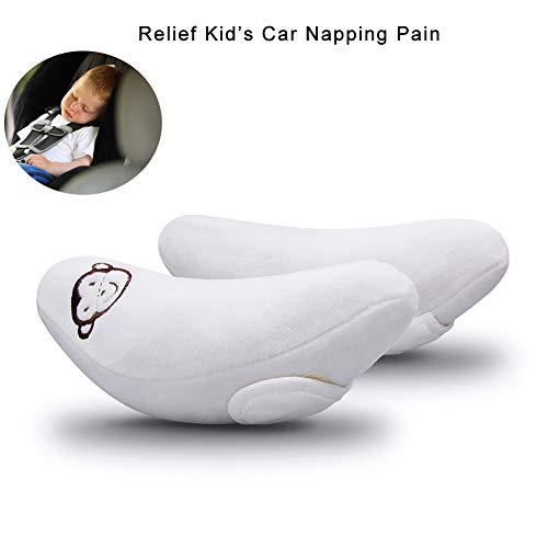 Inchant Adjustable Baby Soft Head Neck Support - Children Travel Car Seat Safety Pillow Cushion, Banana U-Shape Stroller Head Support for Toddlers Infants Child Best Gift - White