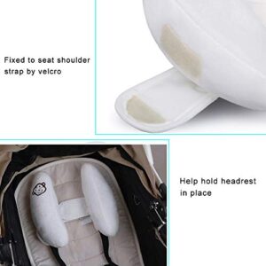 Inchant Adjustable Baby Soft Head Neck Support - Children Travel Car Seat Safety Pillow Cushion, Banana U-Shape Stroller Head Support for Toddlers Infants Child Best Gift - White