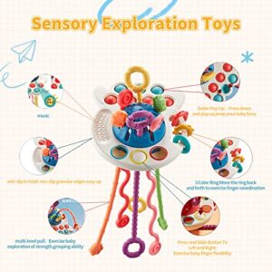 Baby Toys 6 to 12 Months, Montessori Toys for 1 Year Old, Tactile Stimulation Pull String Toys, Infant Educational Interactive Teething Toys for 6 12 18 Months, Travel Toys for Car Seat Stroller