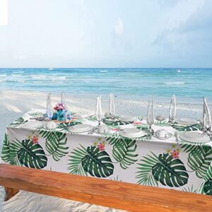 Animal Safari Tablecloth Jungle Animal Theme Tablecover Tiger Zebra Giraffe Print Table Cover Tropical Leaf Tablecloth Party Supplies for Jungle Safari Birthday Baby Showers (Greenery Style, 4 Pcs)