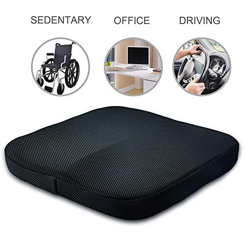 BAUBUY Cojín de Asiento Comfort Wheelchair Seat Cushion Ergonomic Multifunctional Portable Washable Pad Anti Slip for Adults for Pressure Relief