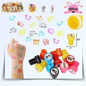 SSJYILE 98Pcs Sonic Party Supplies for Kids Boys Girls, Sonic Party Favors With Goodie Bags, Birthday Carnival Prizes, Themed Box Toys for Classroom, Kids Party Suppilies Favors Gifts