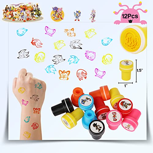 SSJYILE 98Pcs Sonic Party Supplies for Kids Boys Girls, Sonic Party Favors With Goodie Bags, Birthday Carnival Prizes, Themed Box Toys for Classroom, Kids Party Suppilies Favors Gifts