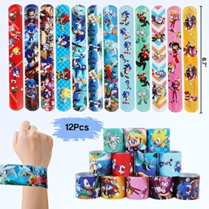 SSJYILE 98Pcs Sonic Party Supplies for Kids Boys Girls, Sonic Party Favors With Goodie Bags, Birthday Carnival Prizes, Themed Box Toys for Classroom, Kids Party Suppilies Favors Gifts