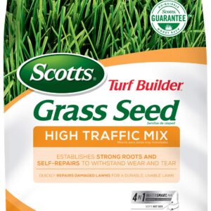 Scotts Turf Builder Grass Seed High Traffic Mix Establishes Strong Roots and Self-Repairs to Withstand Wear and Tear, 3 lbs.