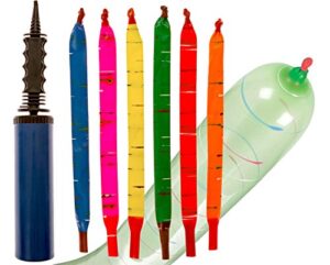 [100 pack] rocket balloons plus 1 easy-to-use pump - party pack, no need for a refill - watch each screaming balloon rocket to the sky! by impresa (pump color may vary)