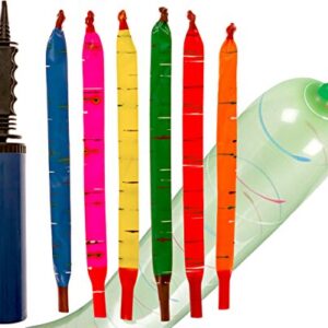 [100 Pack] Rocket Balloons Plus 1 Easy-To-Use Pump - Party Pack, No Need for A Refill - Watch Each Screaming Balloon Rocket to the Sky! By IMPRESA (Pump Color May Vary)