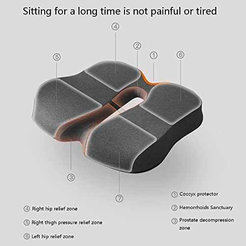 XARONF Seat Cushion Pillow for Office Chair - Memory Foam Tailbone, Sciatica, Lower Back Pain Relief - Contoured Posture Corrector for Car, Wheelchair, Computer and Desk Chair (Color : Dark Gray)