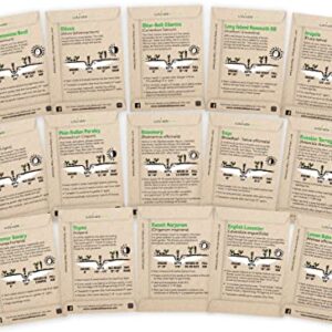 Culinary Herb Seeds Variety 15 Pack—Includes Basil, Cilantro, Parsley,Chives, Thyme, Oregano, Dill, Rosemary,Sage,Arugula,Tarragon,Lavender,Lemon Balm,Marjoram and Rosemary—Non GMO Seeds for Planting