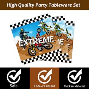 gisgfim 96 Pcs Dirt Bike Party Plates and Napkins Party Supplies Motorcycle Theme Party Tableware Set Motocross Dirt Bike Party Decorations Favors for Boys' Birthday Baby Shower Serves 24