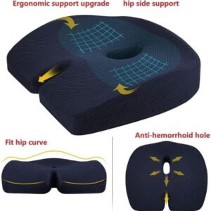 QINERSAW Seat Cushion Pillow for Office Chair, Memory Foam Firm Coccyx Pad, U Shaped Ergonomic Memory Foam Cushion for Office Chairs, Car Seats or Dining Chairs