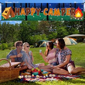 Camping Party Decorations Happy Camper Banner, Camping Theme Birthday Party Supplies for Boy Girl, Camp Adventure Baby Shower Indoor Outdoor Party Decor