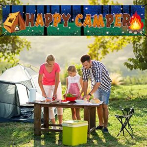 Camping Party Decorations Happy Camper Banner, Camping Theme Birthday Party Supplies for Boy Girl, Camp Adventure Baby Shower Indoor Outdoor Party Decor