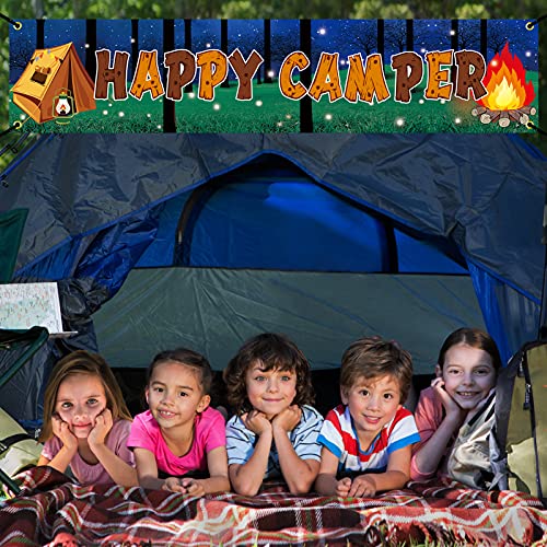 Camping Party Decorations Happy Camper Banner, Camping Theme Birthday Party Supplies for Boy Girl, Camp Adventure Baby Shower Indoor Outdoor Party Decor