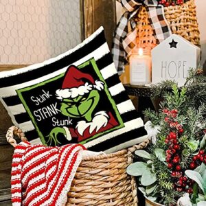 Christmas Pillow Covers 18x18 Merry Christmas Grinch Christmas Pillows Grinch Decor Farmhouse Christmas Throw Pillow Covers Set of 4 Christmas Decorations for Home