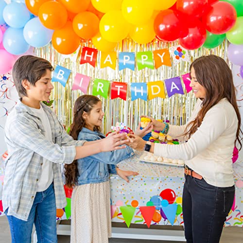 275 PC Colorful Birthday Party Decorations for Boy, Girl, Women, Men Ð Rainbow Party Supplies With Happy Birthday Banner, Balloons Garland Arch Kit Foil Curtains Tablecloth Swirl Honeycomb Cake Topper Plates Cups Napkins Straws for 25 Guest & More