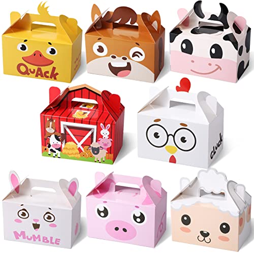 Tallew 24 Pack Farm Animals Gift Boxes Barnyard Treat Boxes Farm Theme Favor Boxes Barnyard Happy Birthday Candy Goodie Boxes for Baby Shower Boys Girls Birthday Party Farmhouse Theme Party Supplies