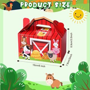 Tallew 24 Pack Farm Animals Gift Boxes Barnyard Treat Boxes Farm Theme Favor Boxes Barnyard Happy Birthday Candy Goodie Boxes for Baby Shower Boys Girls Birthday Party Farmhouse Theme Party Supplies