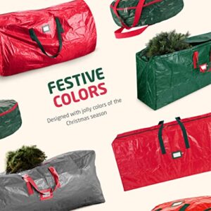 Zober Artificial Christmas Tree Storage Bag - Fits Up to 7.5 Foot Holiday Xmas Disassembled Trees with Durable Reinforced Handles & Dual Zipper - Waterproof Material Protects from Dust, Moisture & Insects (Red)