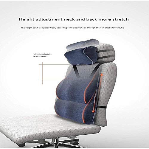 Odekai Lumbar Support Pillow, Memory Foam Back Cushion Pillow for Office Chair, Car, Wheelchair,Ergonomic Orthopedic Backrest with Adjustable Strap & airbag - Washable Cover