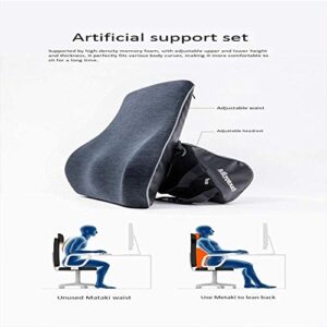 Odekai Lumbar Support Pillow, Memory Foam Back Cushion Pillow for Office Chair, Car, Wheelchair,Ergonomic Orthopedic Backrest with Adjustable Strap & airbag - Washable Cover