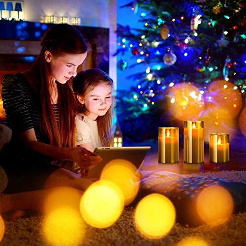 Led Flameless Candles for Home Decor, Battery Operated Flickering Moving Wick Effect Candle Set with Remote Control Cycling Timer for Party Wedding Decoration, 4 inch, 5 inch, 6 inch, 3 Pack