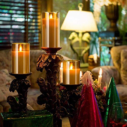 Led Flameless Candles for Home Decor, Battery Operated Flickering Moving Wick Effect Candle Set with Remote Control Cycling Timer for Party Wedding Decoration, 4 inch, 5 inch, 6 inch, 3 Pack