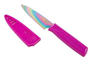 kuhn rikon colori non-stick straight paring knife with safety sheath, 4 inch/10.16 cm blade, unicorn