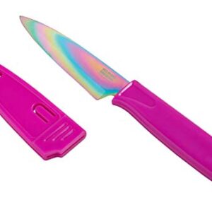 Kuhn Rikon Colori Non-Stick Straight Paring Knife with Safety Sheath, 4 inch/10.16 cm Blade, Unicorn