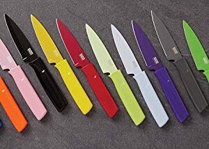 Kuhn Rikon Colori Non-Stick Straight Paring Knife with Safety Sheath, 4 inch/10.16 cm Blade, Unicorn