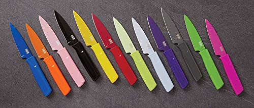 Kuhn Rikon Colori Non-Stick Straight Paring Knife with Safety Sheath, 4 inch/10.16 cm Blade, Unicorn